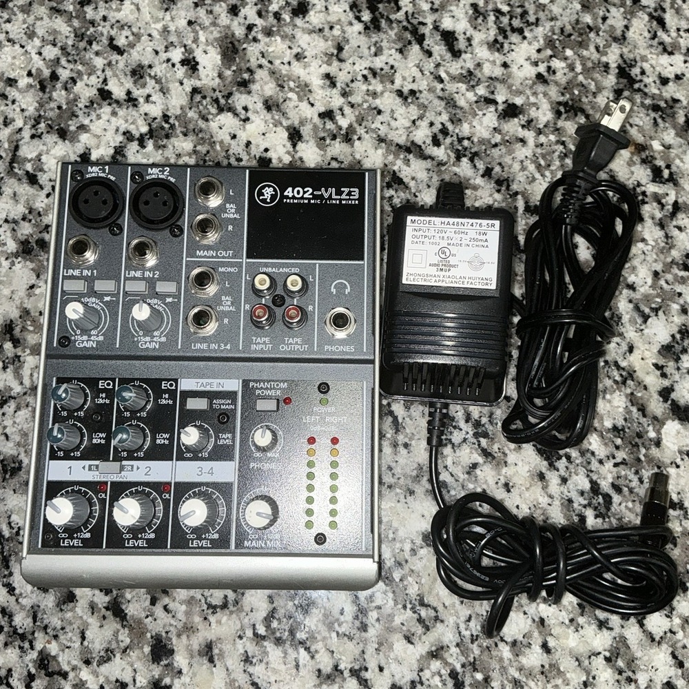 Mackie 402-VLZ3 4-Channel Compact Mixer w/ Power Adapter – Tested Working
